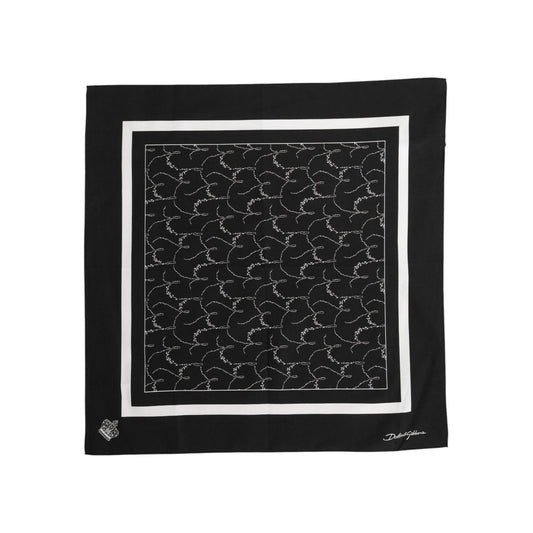 Dolce & Gabbana Black White Printed Square Foulard Scarf