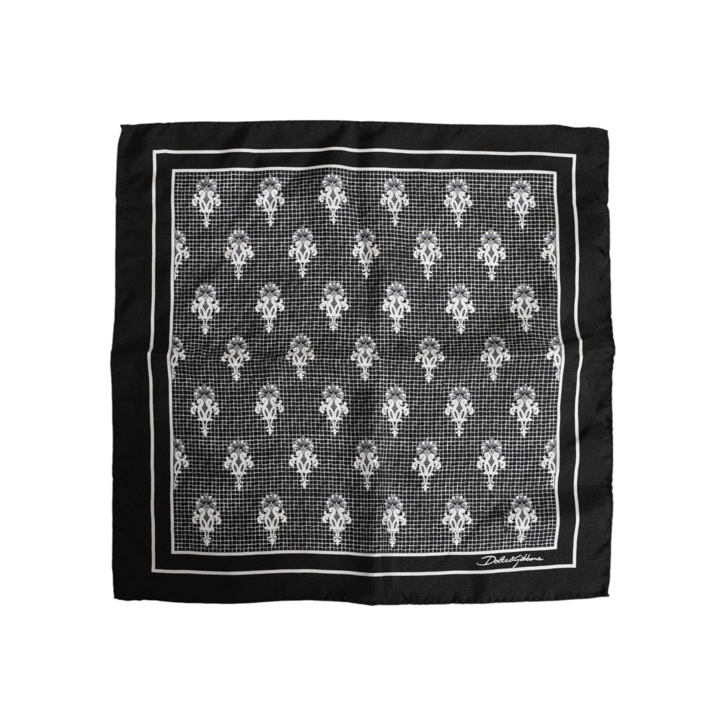 Dolce & Gabbana Black White Printed Square Foulard Scarf MS7241