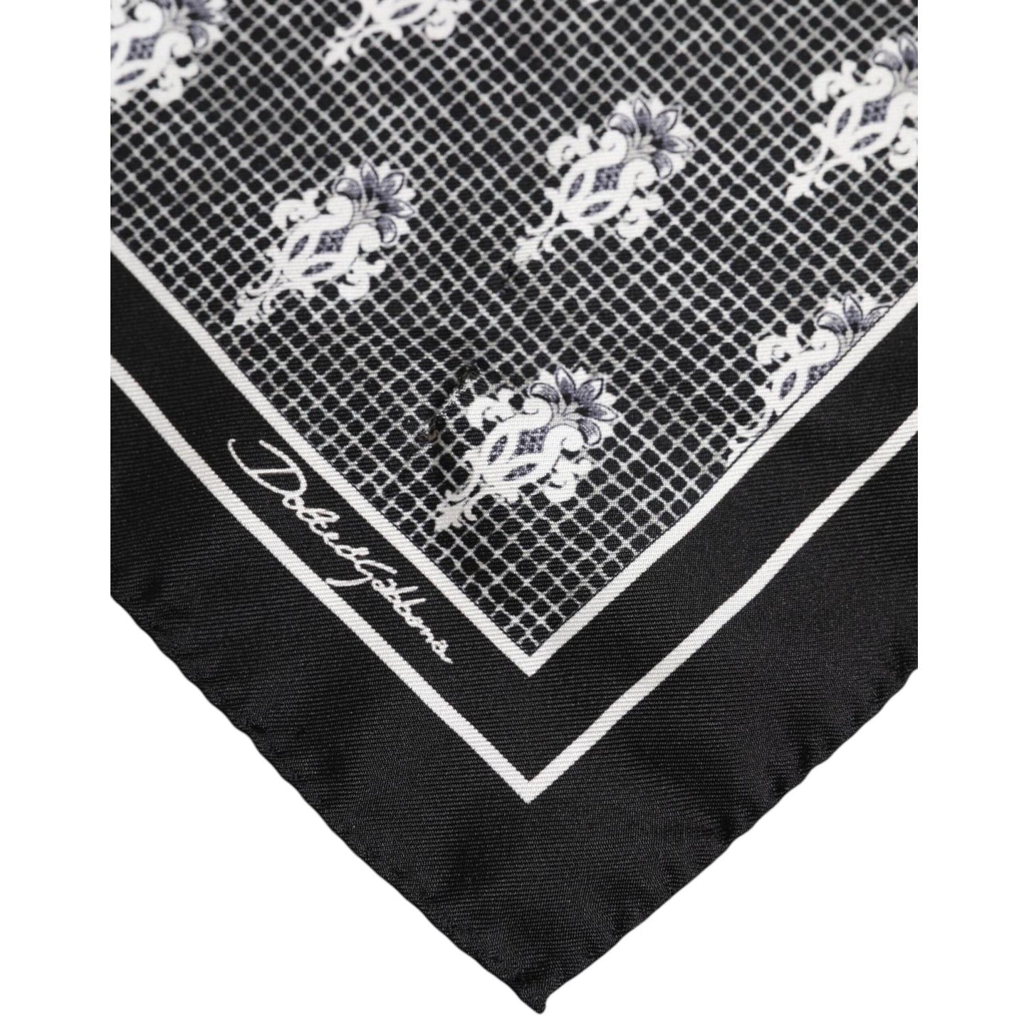 Dolce & Gabbana Black White Printed Square Foulard Scarf MS7241