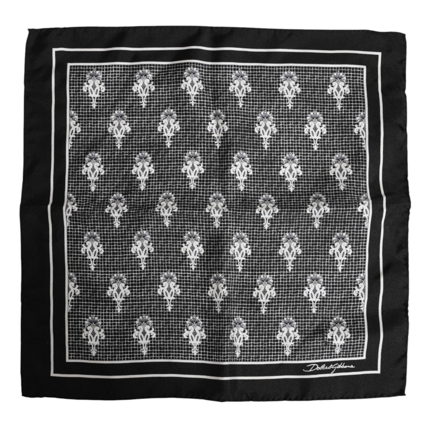 Dolce & Gabbana Black White Printed Square Foulard Scarf MS7241