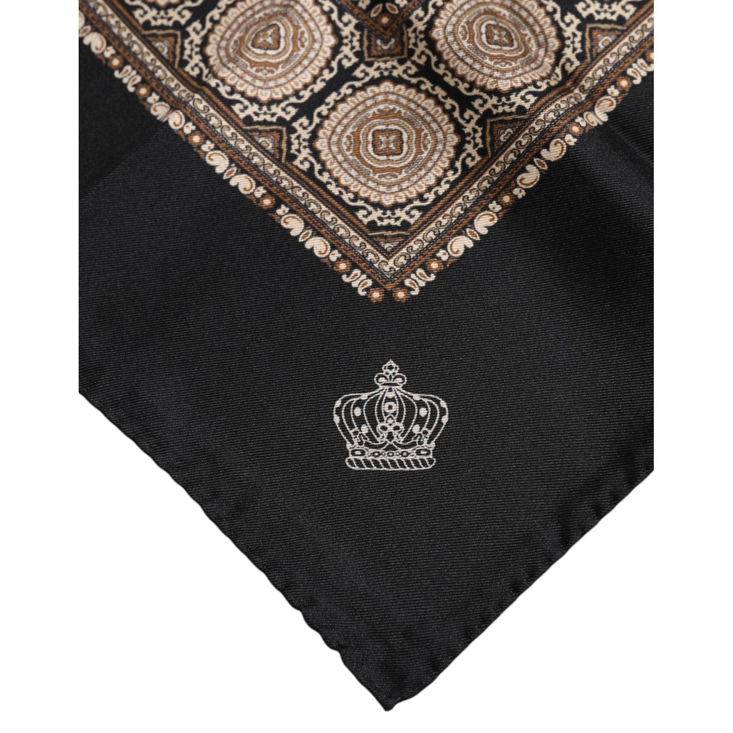 Dolce & Gabbana Black Brown Patterned Square Foulard Scarf MS7262