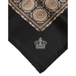 Dolce & Gabbana Black Brown Patterned Square Foulard Scarf MS7262