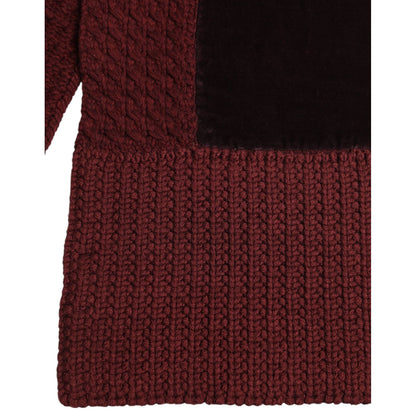 Dolce & Gabbana Maroon Black Neck Warmer Wrap Shawl Scarf