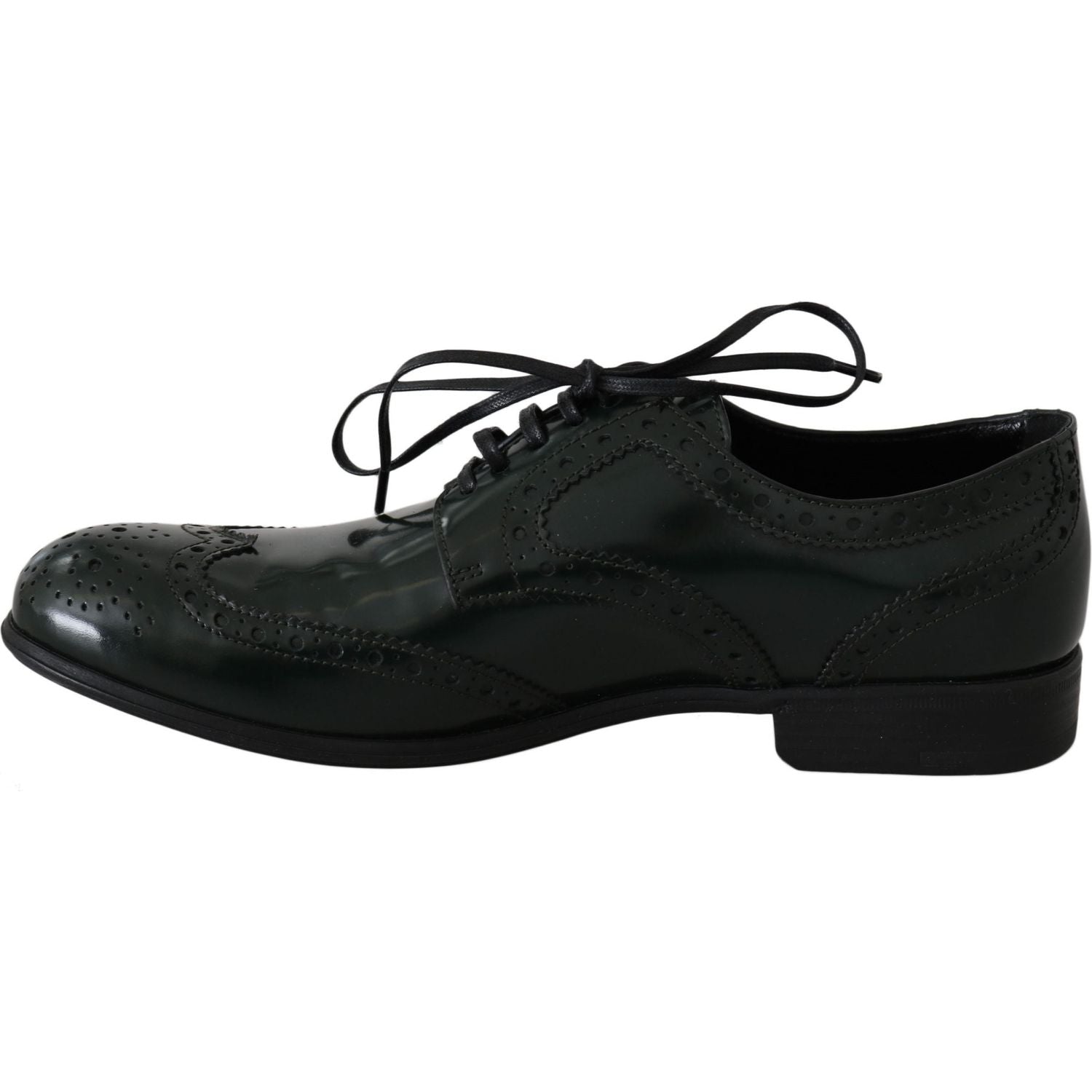 Dolce & Gabbana Green Leather Broque Oxford Wingtip Shoes