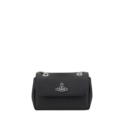 Vivienne Westwood Black Polyethylene Shoulder Bag with chain strap and Orb logo plaque.
