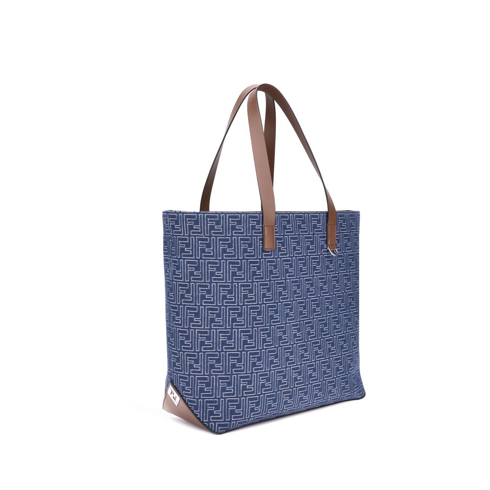 Fendi Light Blue Cotton Shoulder Bag