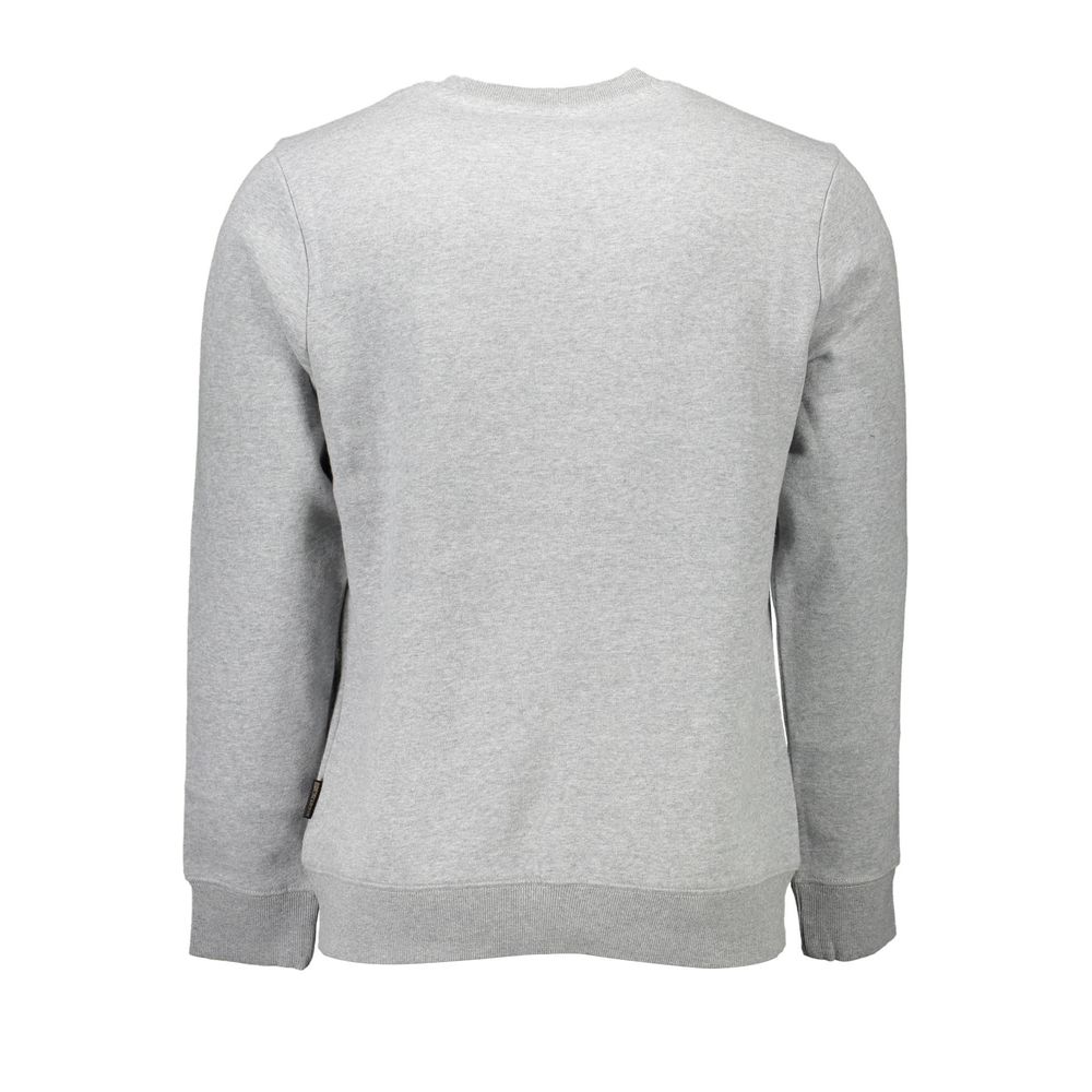 Back view of Napapijri Gray Cotton Men Sweater with long sleeves and round neck design.