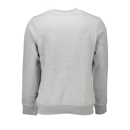 Back view of Napapijri Gray Cotton Men Sweater with long sleeves and round neck design.