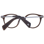 Yohji Yamamoto Brown Unisex Glasses Frame with acetate material, full-rim style, and round shape. Includes branded soft case. Size 47-20-140.