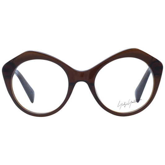Yohji Yamamoto Brown Unisex Glasses Frame with acetate full-rim and demo lenses.