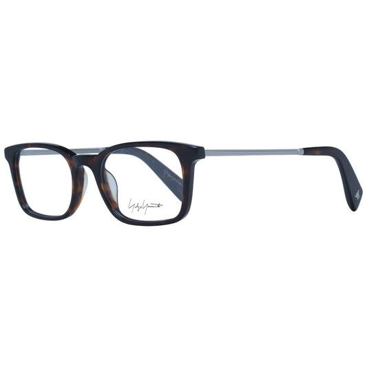 Yohji Yamamoto Brown Unisex Glasses Frame in acetate, full-rim, rectangle style with demo lenses. Size 51-19-140 mm.