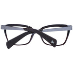 Yohji Yamamoto Brown Unisex Glasses Frame, full-rim acetate, rectangular style with 54mm lenses, includes branded soft case.