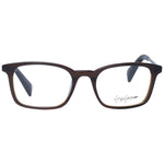 Yohji Yamamoto Brown Unisex Glasses Frame, acetate full-rim rectangle design, demo lenses, 51mm width, 19mm bridge, 140mm temples length.