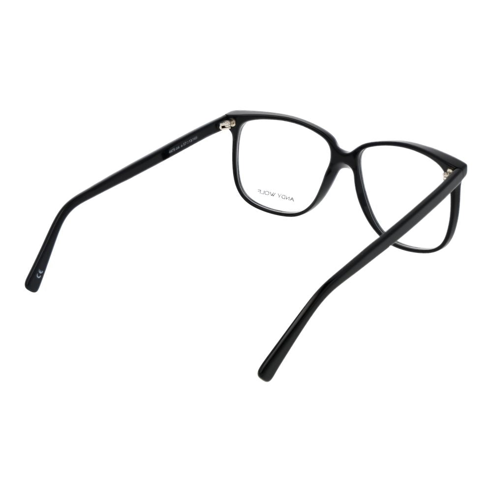 Andy Wolf Black Unisex Glasses Frame, full-rim acetate, 57-13-145 size, demo lenses included.