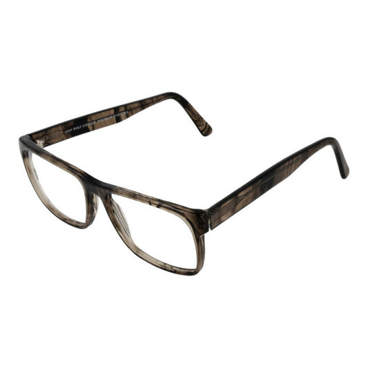 Andy Wolf Brown Unisex Glasses Frame in acetate, full-rim, rectangle style, demo lenses, with branded case.