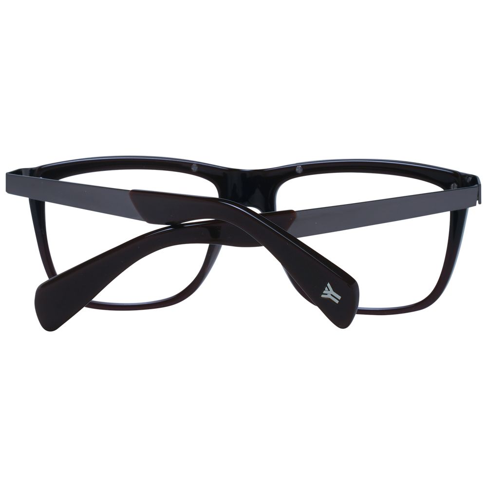 Yohji Yamamoto Brown Unisex Glasses Frame made of acetate with square full-rim style and demo lenses.
