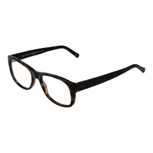 Andy Wolf Brown Unisex Glasses Frame in acetate, full-rim, rectangle style with demo lenses, size 54-18-145, includes branded case.