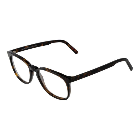 Andy Wolf Brown Unisex Glasses Frame in acetate, full-rim style with demo lenses. Lens width 52, bridge 17, temples 145.