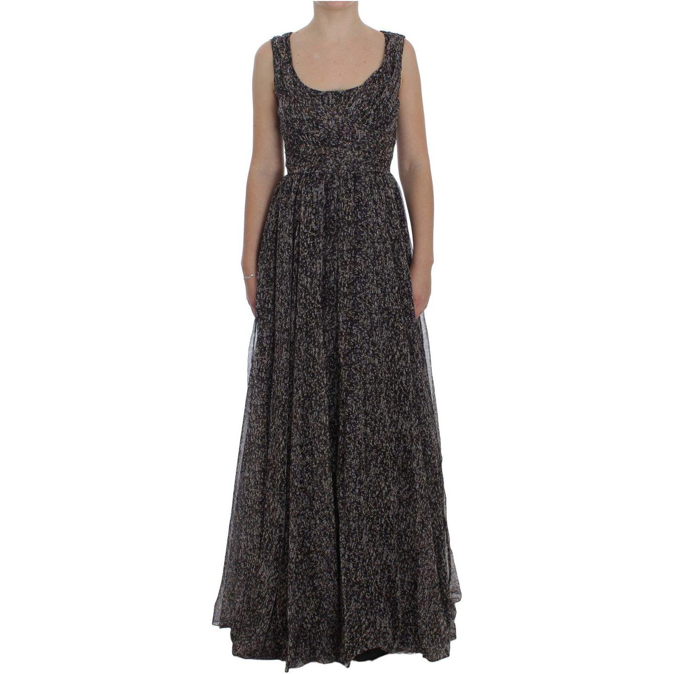 Dolce & Gabbana Dark Silk Shift Gown Full Length Dress NOC10154-1