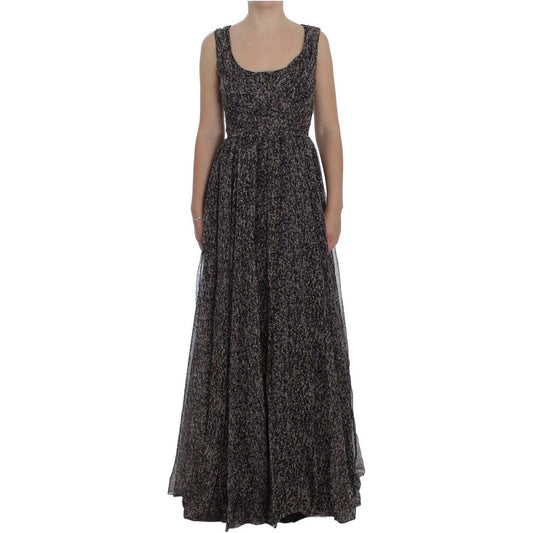 Dolce & Gabbana Dark Silk Shift Gown Full Length Dress NOC10154-1