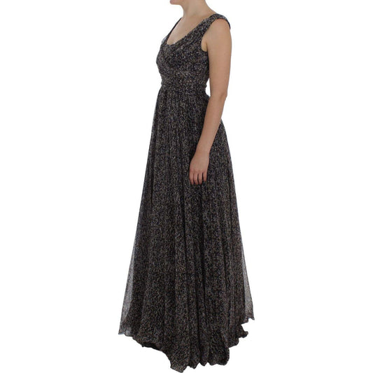 Dolce & Gabbana Dark Silk Shift Gown Full Length Dress NOC10154-1