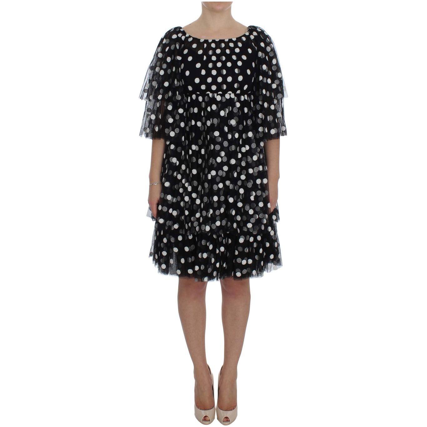 Dolce & Gabbana Black White Polka Dotted Ruffled Dress NOC10160-1