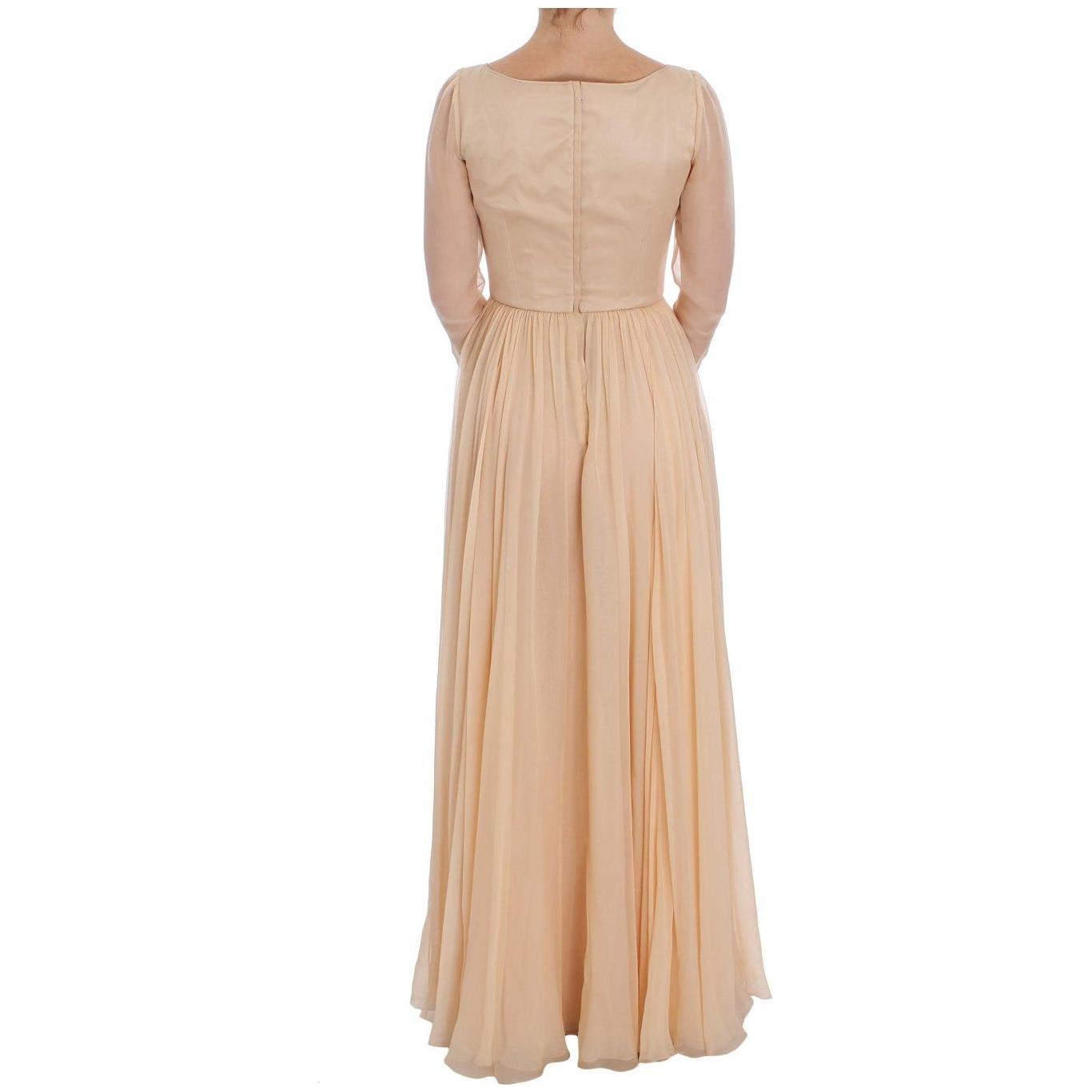 Dolce & Gabbana Beige Silk Ball Gown Full Length Dress