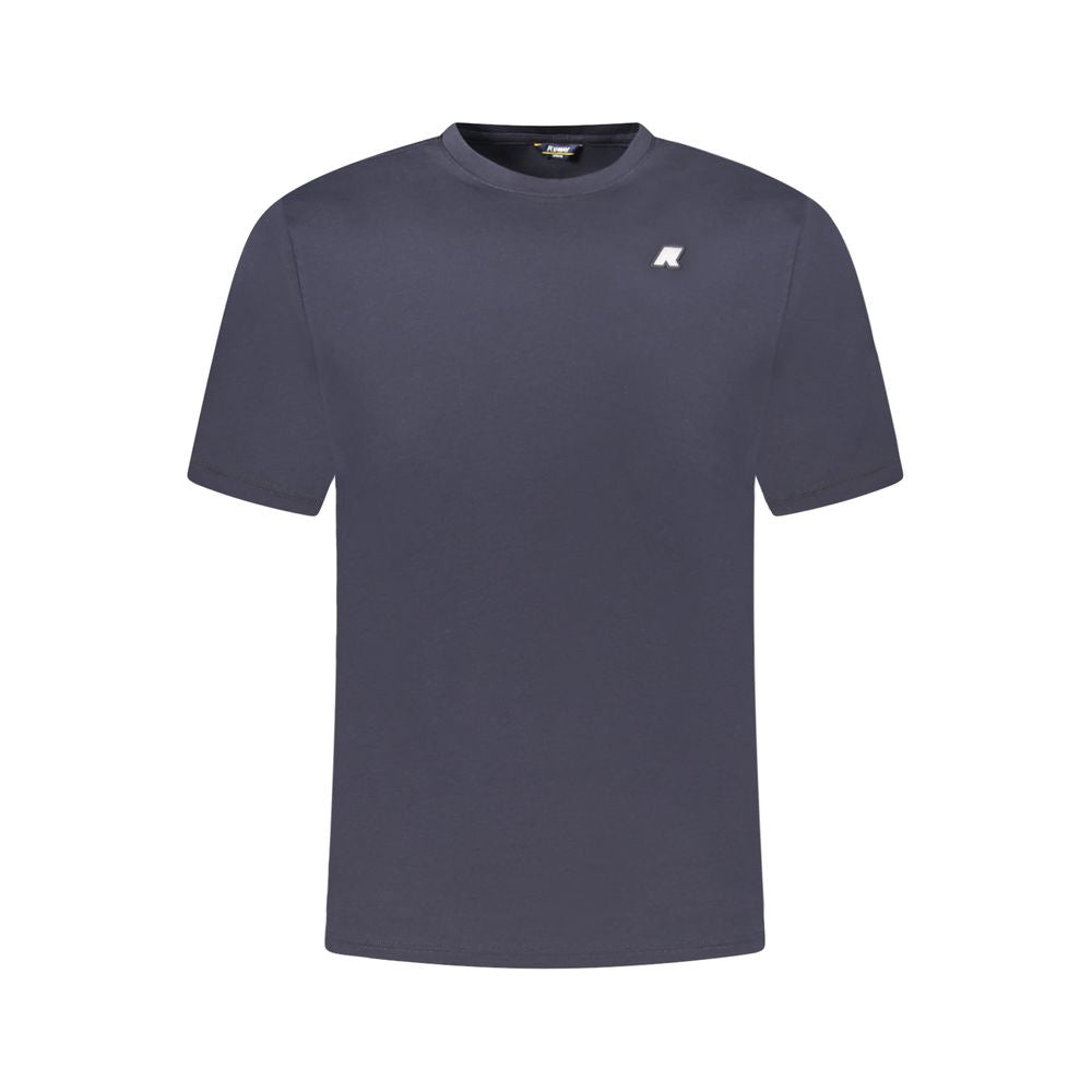 K-WAY Blue Cotton Men T-Shirt with short sleeves, crew neck, and logo on chest, showcasing iconic K-WAY style for casual wear.