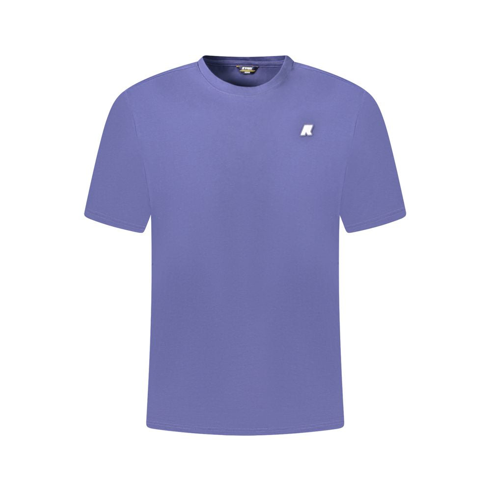 K-WAY Blue Cotton Men T-Shirt with short sleeves and iconic logo, featuring a bold blue hue for a stylish, modern look.