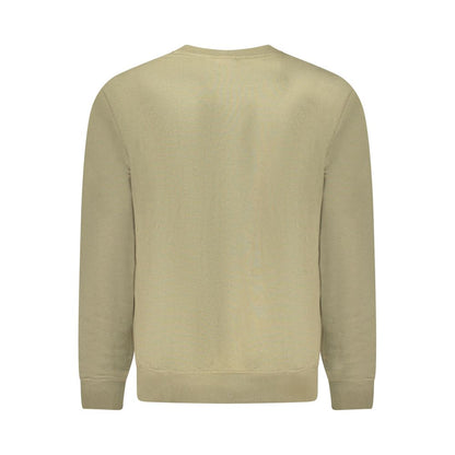Back view of Hugo Boss Green Cotton Men Sweater with crew neck and brushed finish, showcasing luxury craftsmanship.