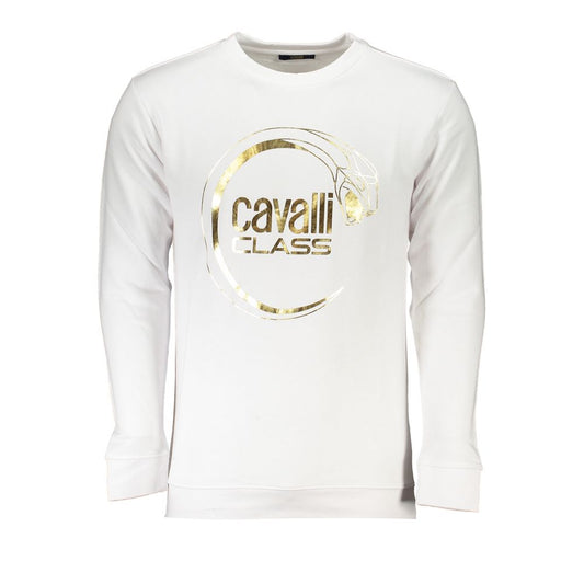 Cavalli Class White Cotton Sweater CA-26721-3XL