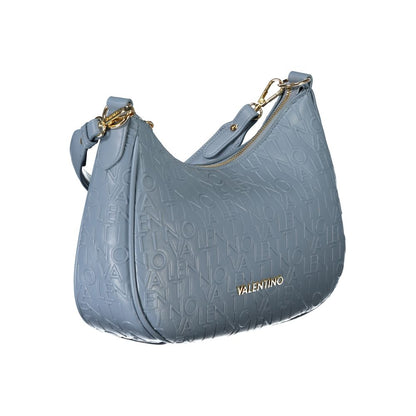 Mario Valentino Blue Polyethylene Handbag with logo, adjustable strap, zip closure, and contrasting details.