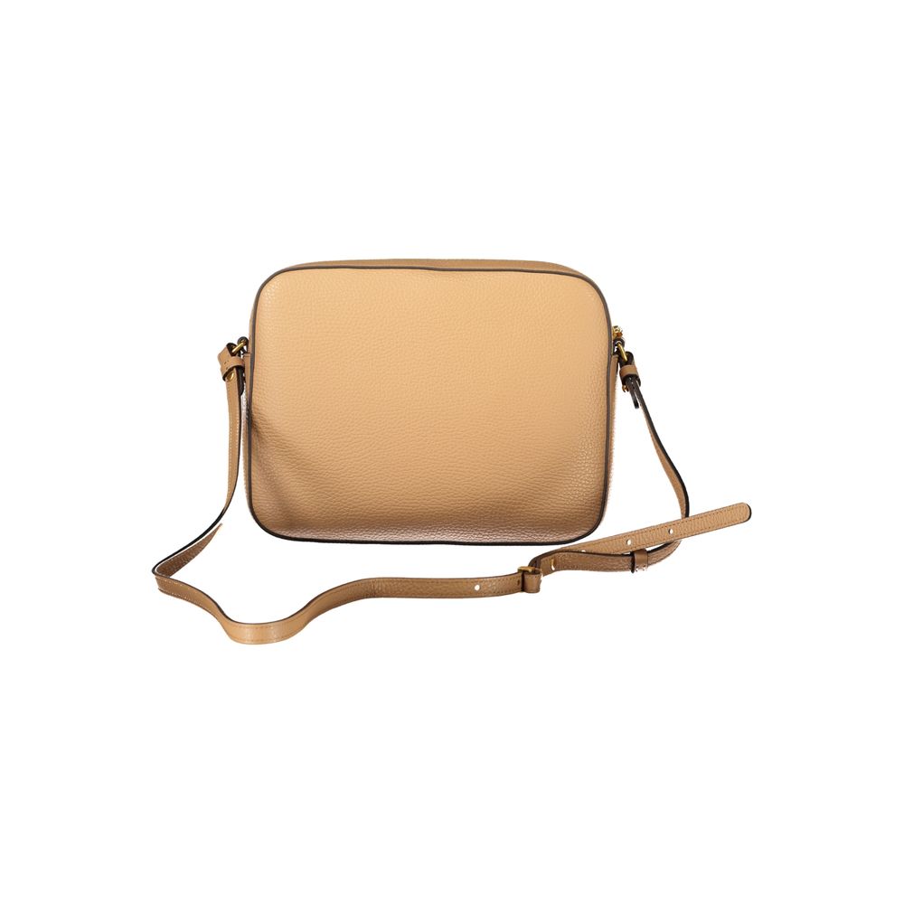 Coccinelle Brown Leather Handbag with adjustable shoulder strap, external and internal pockets, zip and rotary closure, logo detailing.