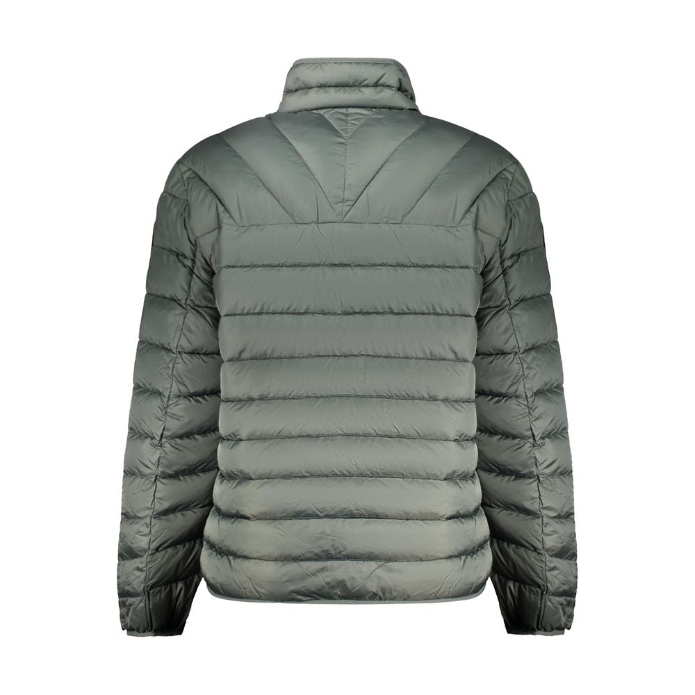 Back view of Napapijri Green Polyamide Men Jacket showcasing durable polyamide fabric and stylish quilted design.