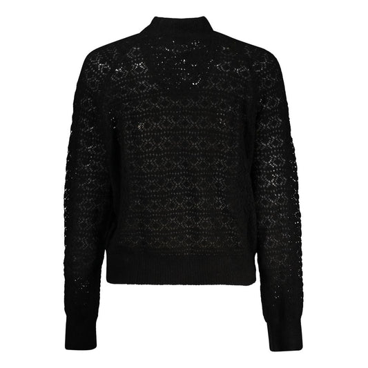 Guess Jeans Black Alpaca Leather Sweater GU-32396-XS