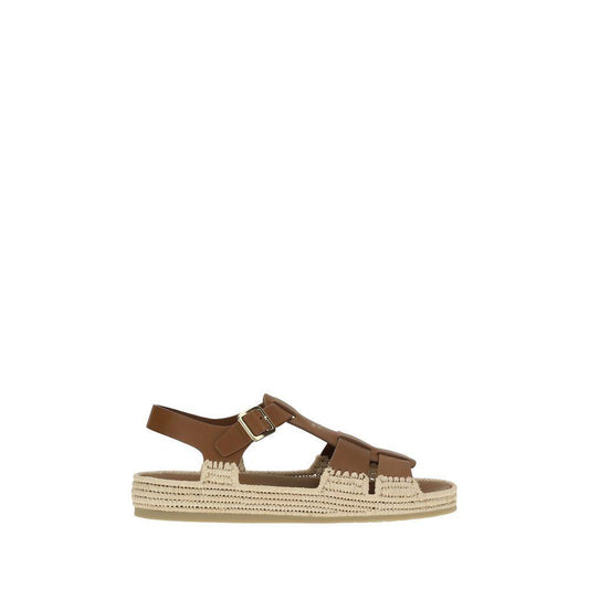 Prada Leather and Raffia Sandals PR-1X870NF010248F0054-EU37/US7
