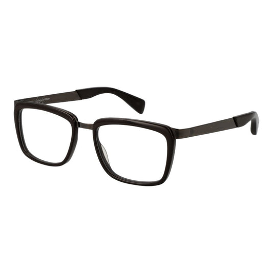 Yohji Yamamoto Brown Unisex Glasses Frame in acetate, full-rim style with demo lenses, rectangle shape for stylish and versatile wear.