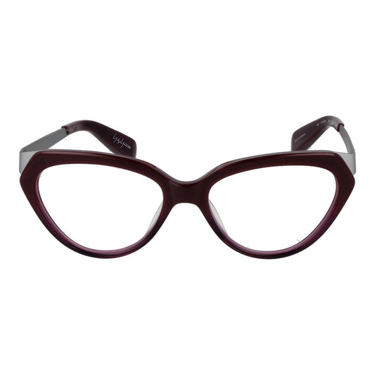 Yohji Yamamoto Purple Unisex Glasses Frame in acetate cat-eye style with full-rim design and demo lenses.