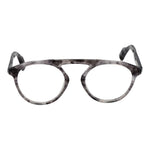 Yohji Yamamoto Gray Men Glasses Frame, full-rim aviator style with grey plastic frame, demo lenses, size 50-20-145, includes branded soft case.