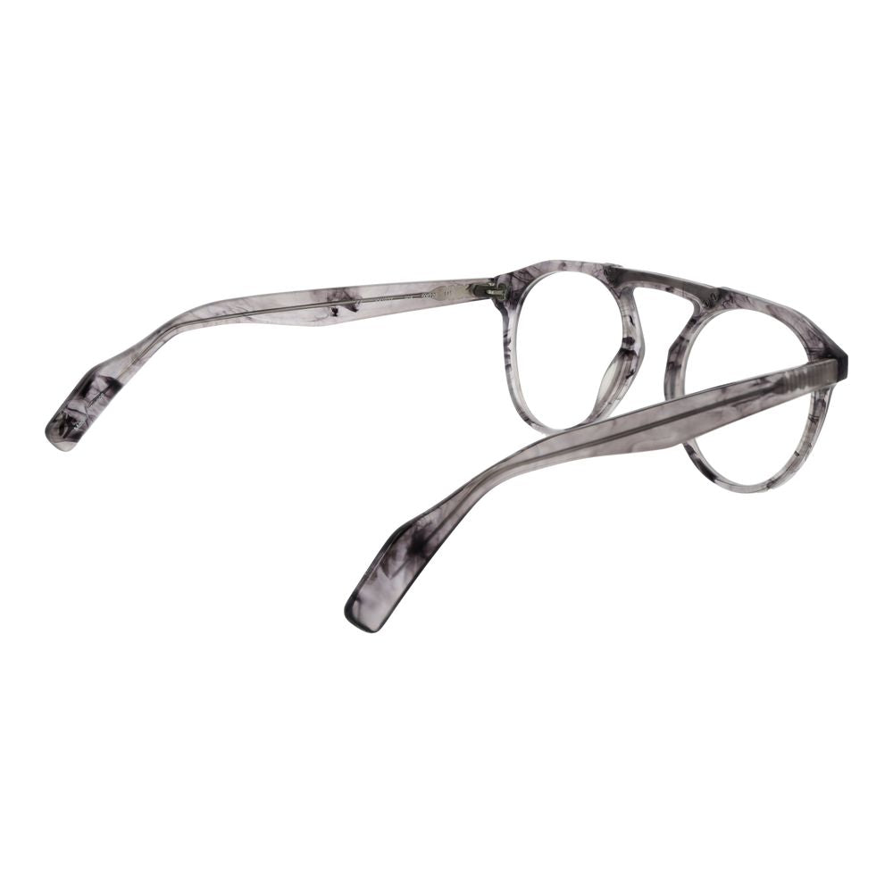 Yohji Yamamoto Gray Men Glasses Frame, aviator style, grey plastic full-rim frames, size 50-20-145, with demo lenses.