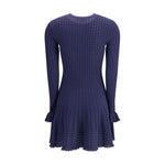 Self-Portrait Knit short pointelle Dress SE-PF25094SBLBLUE-M