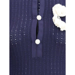 Self-Portrait Knit short pointelle Dress SE-PF25094SBLBLUE-M