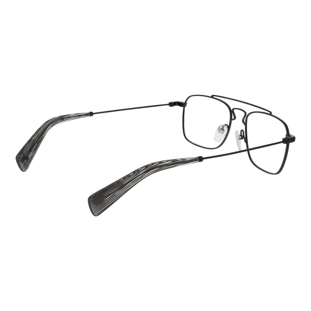 Yohji Yamamoto Gray Men Glasses Frame in gunmetal, rectangle style, full-rim. Metal frame, plastic demo lenses, size 51-18-145.
