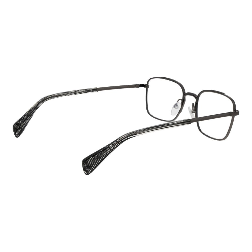 Yohji Yamamoto Gray Men Glasses Frame in gunmetal, rectangular full-rim style, metal material, demo lenses, size 51-20-145.