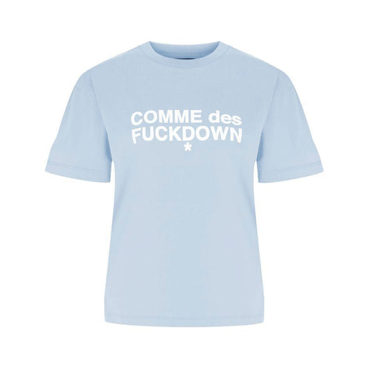 Comme Des Fuckdown Blue Cotton Tops & T-Shirt CO-15661-XS