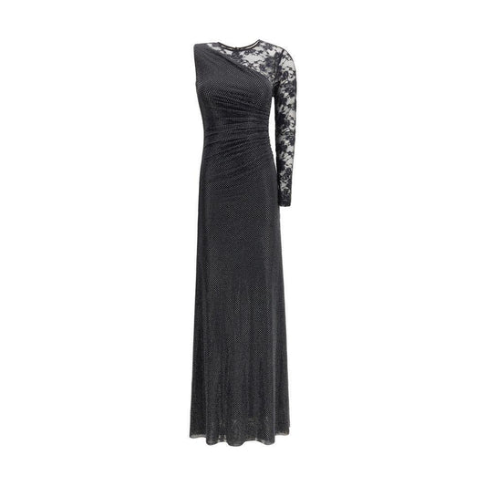 Self-Portrait Lace and rhinestone long Dress SE-PF25100XBBLACK-6