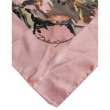 Dolce & Gabbana Pink Silk Floral Print Square Foulard Scarf