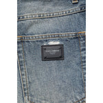 Dolce & Gabbana Blue Washed Tattered Straight Fit Denim Jeans
