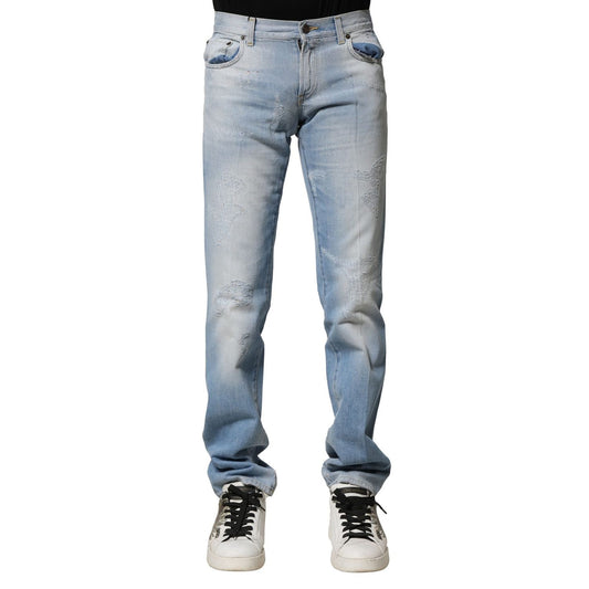 Dolce & Gabbana Light Blue Washed Straight Fit Denim Jeans