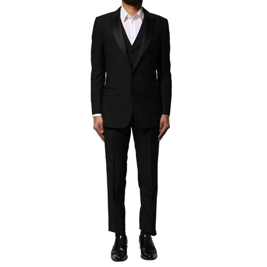 Dolce & Gabbana Black Wool 3 Piece Single Breasted Suit KOS1894-46